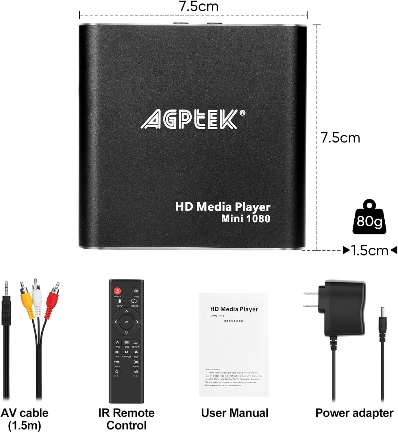 HDMI Media Player, Black Mini 1080p Full-HD for USB Drives and SD Cards O145