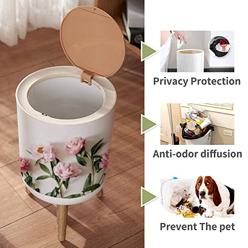 LGCZNWDFHTZ Small Trash Can with Lid for Bathroom Kitchen Office Diaper Pink Peonies P4967