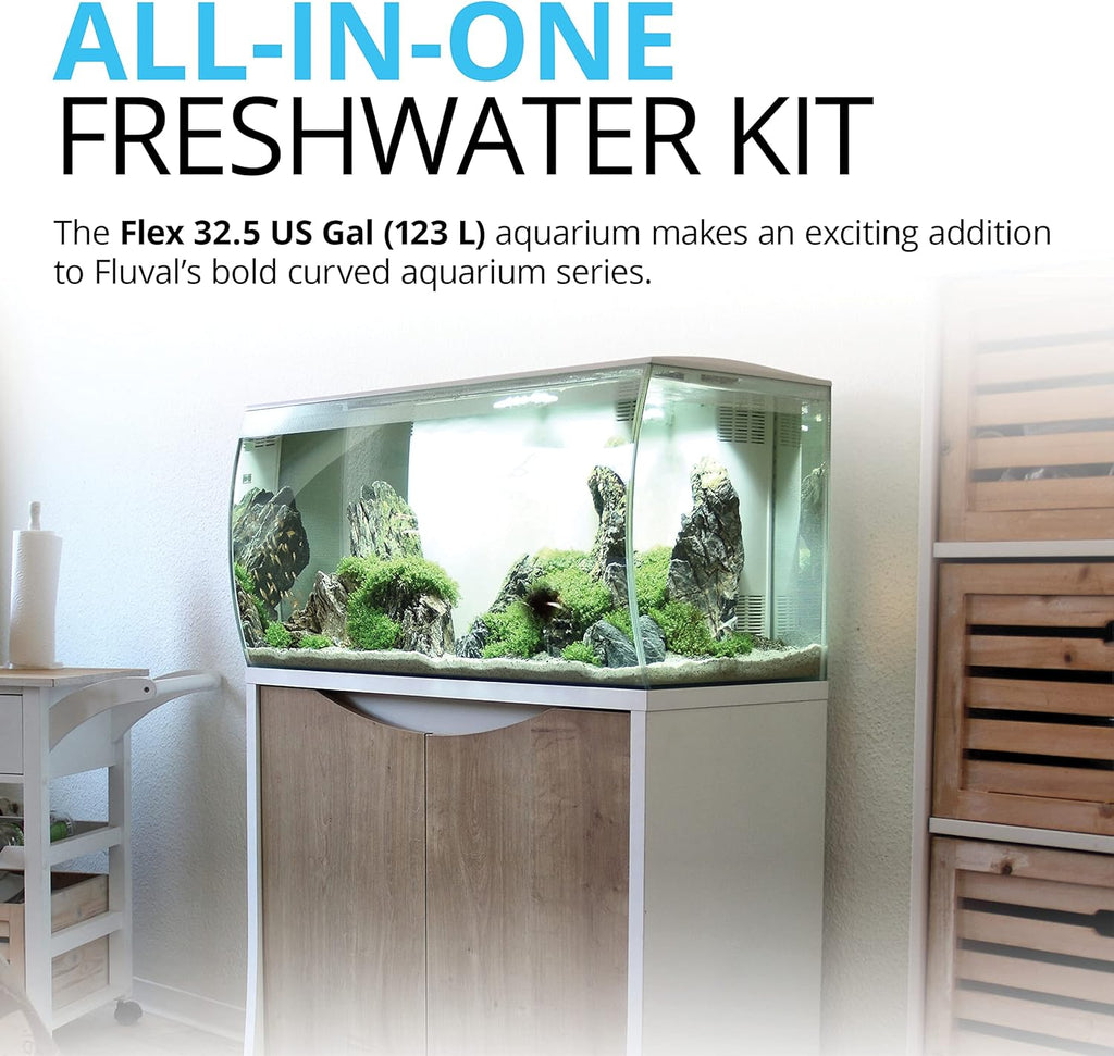 Fluval Flex 32.5 Aquarium Kit with LED Lights and Filtration System, White F578669