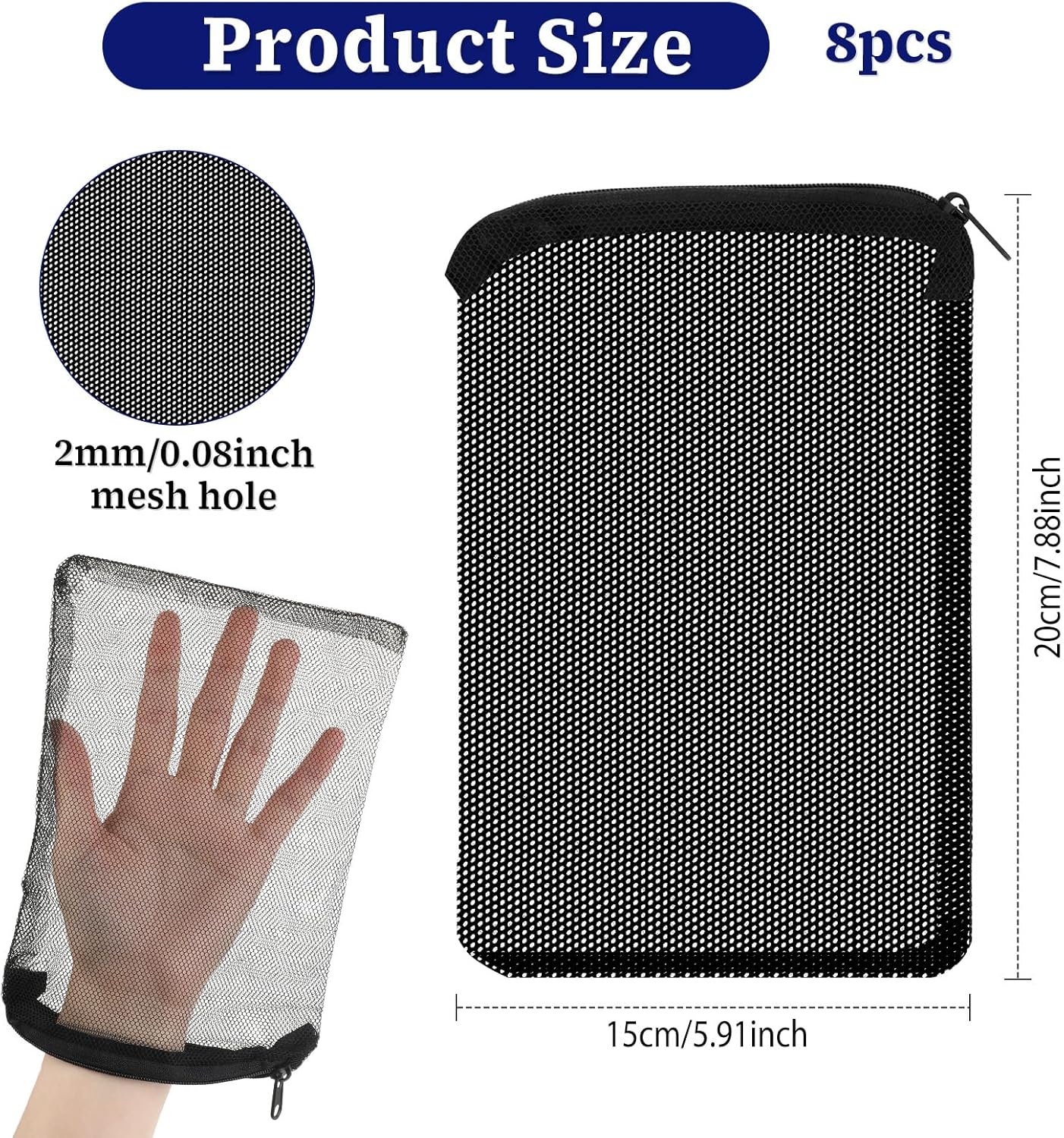 Aquarium Filter Media Bags with Zipper, Reusable Mesh Bags for Substrate L2299
