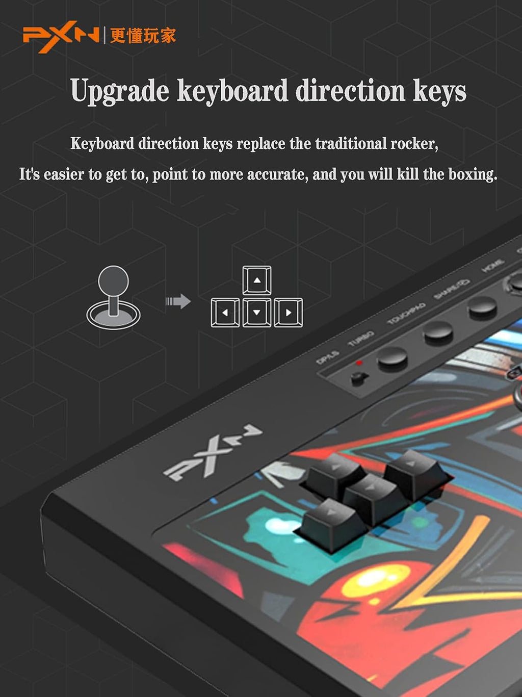 PXN-X8 Arcade Fight Stick Mechanical Controller for PC, PS3, PS4, Xbox, Switch O733556