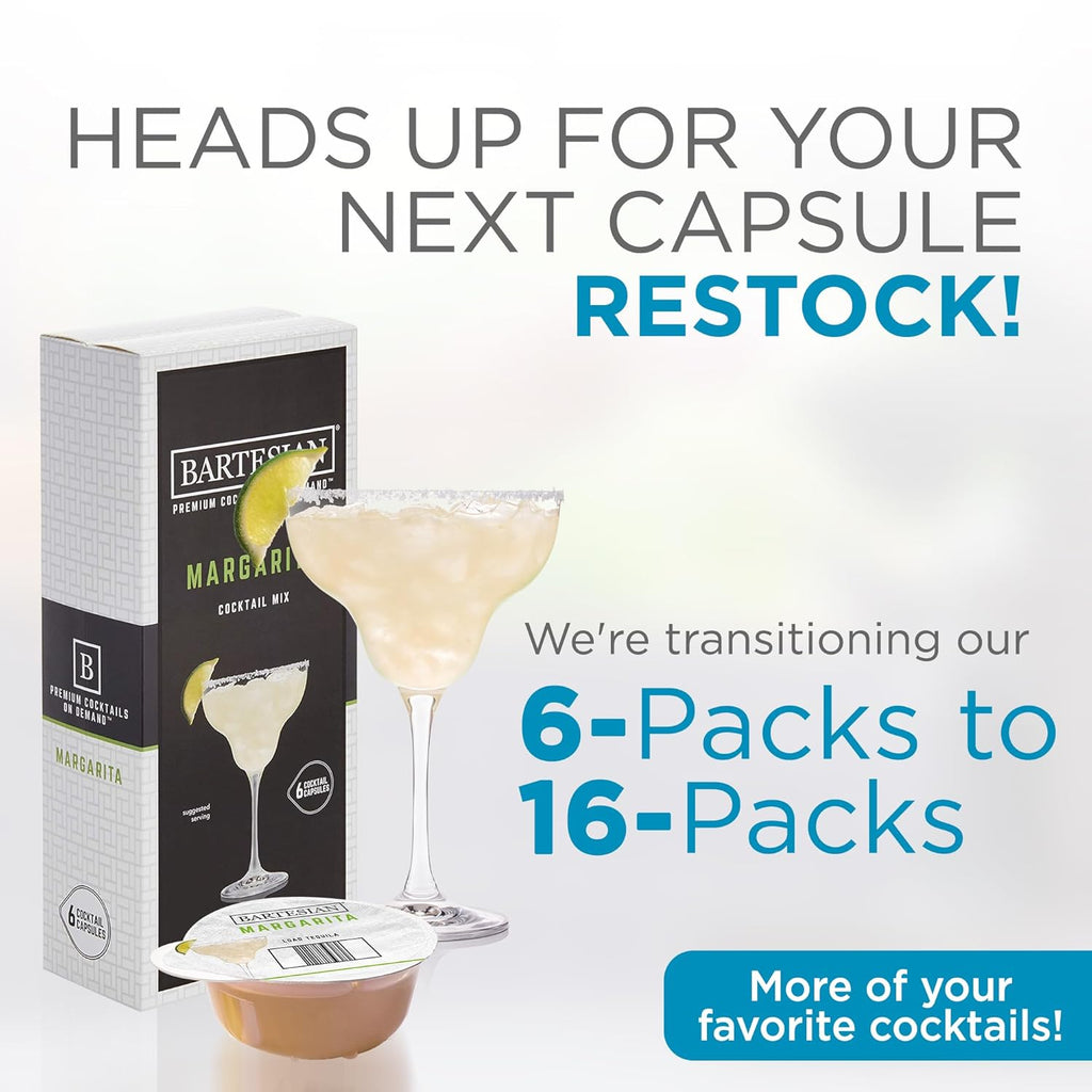Bartesian Margarita Cocktail Mixer Capsules, Pack of 6, for Premium Cocktail Maker R245349