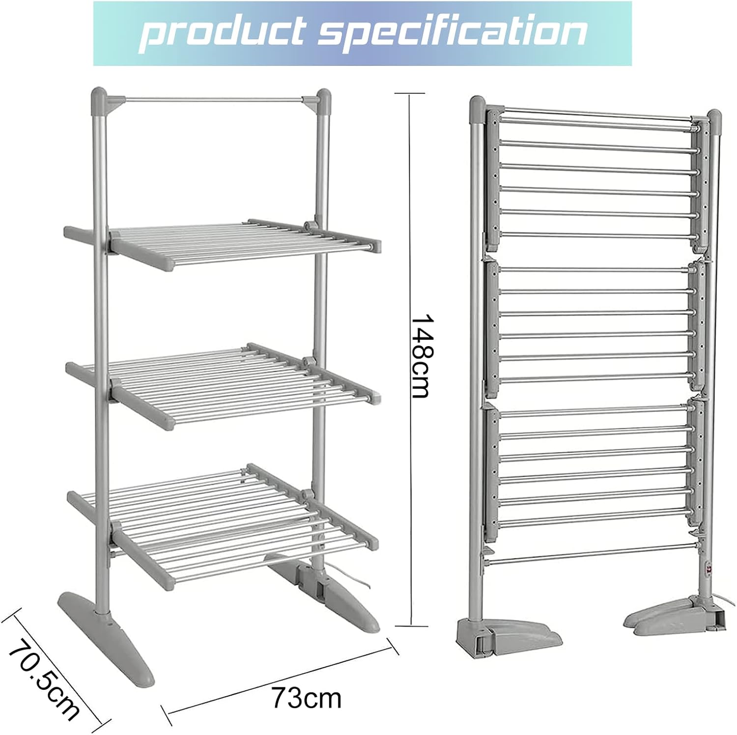 Heated Clothes Drying Rack Folding Electric Laundry Dryer O5526