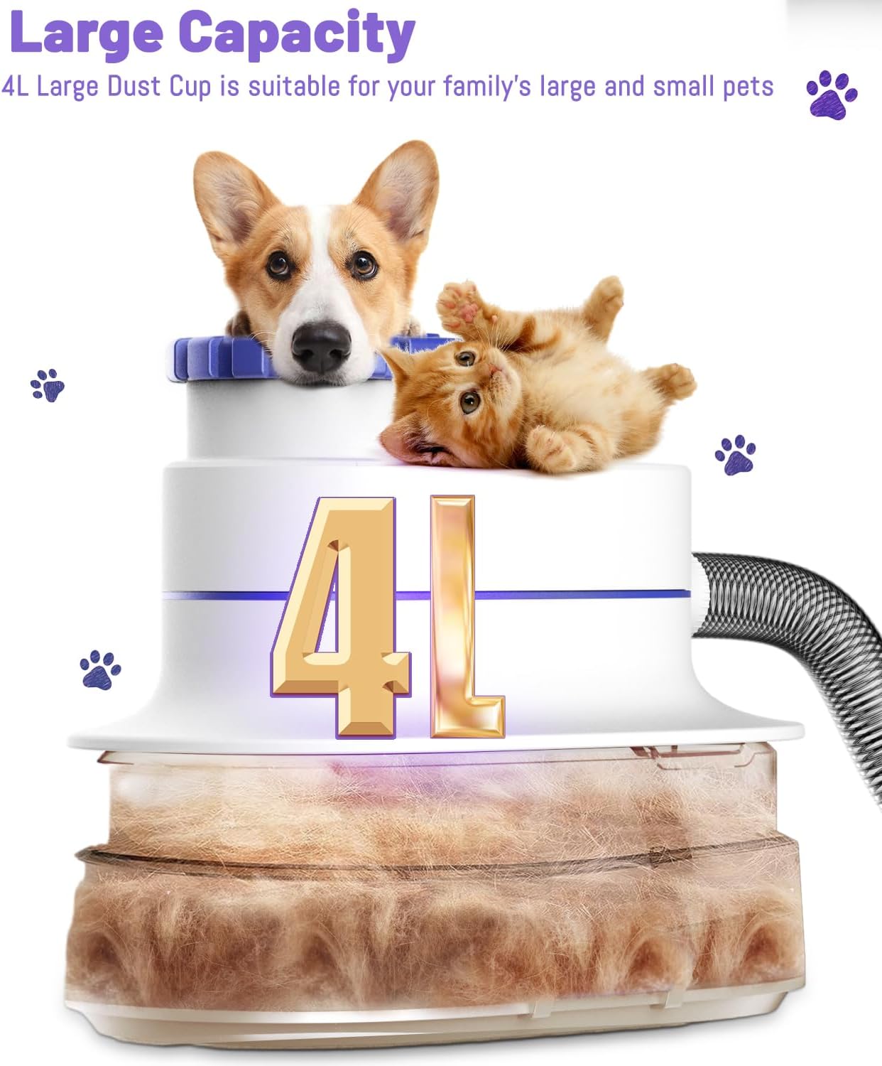 Pet Grooming Kit with Hair Vacuum, Blower & Clippers for Dogs Cats D5478