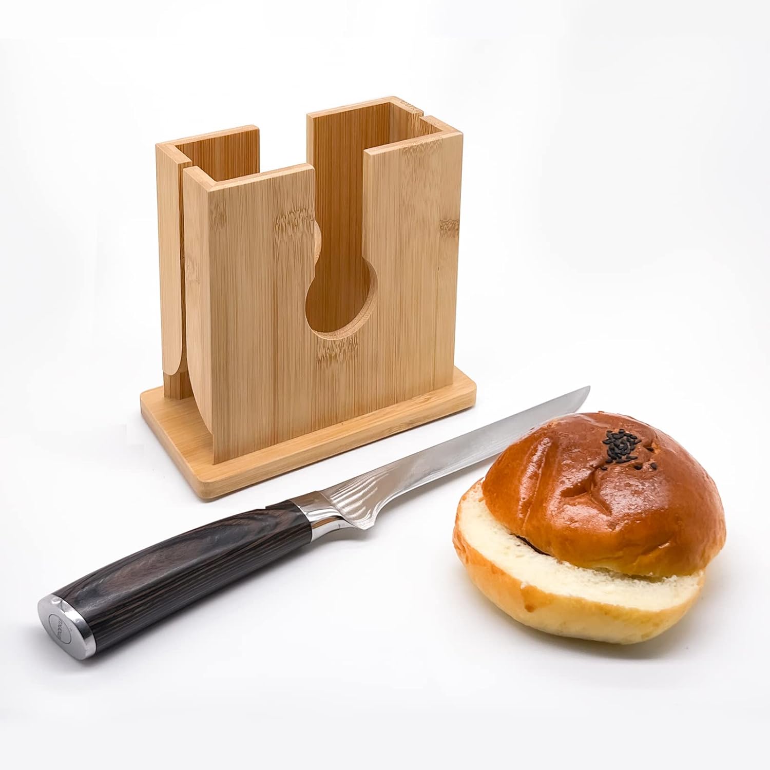 Bamboo Bagel Slicer with Anti-Slip Silicone Base M385