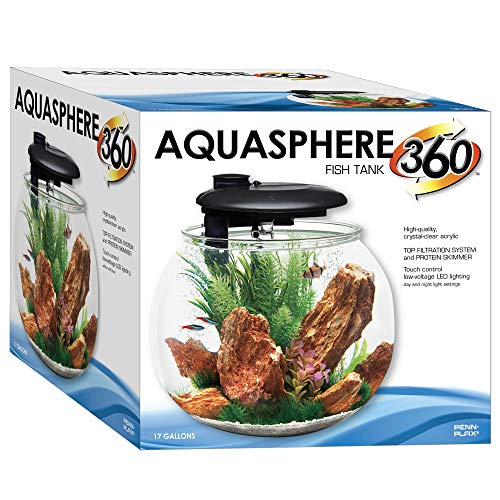 Penn-Plax AquaSphere 360 Large Bowl-Shaped Aquarium with Filtration and LED Light A959184