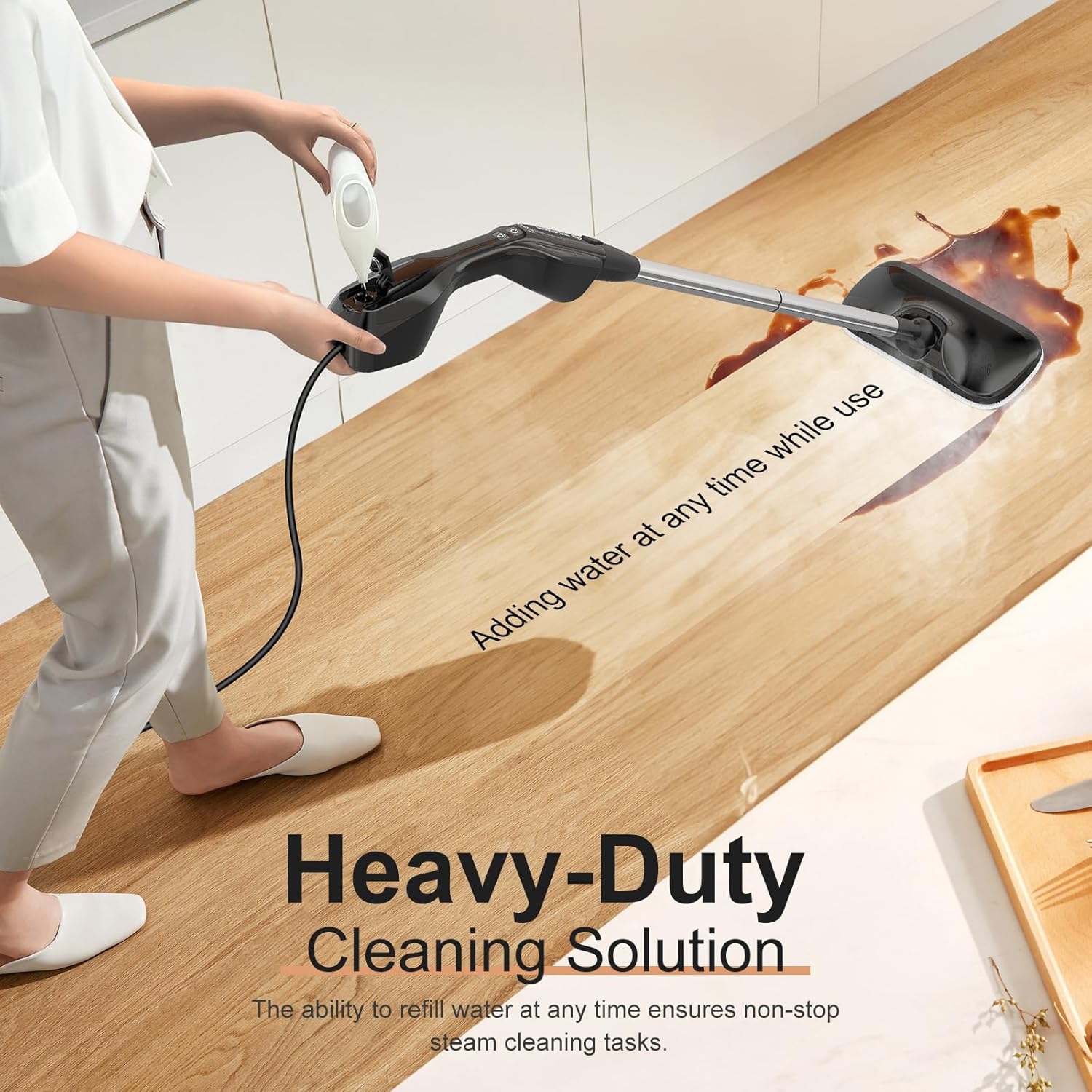 Let'Steam Heavy Duty Steam Mop with 17 Accessories for Hardwood, Tile and Grout P37119