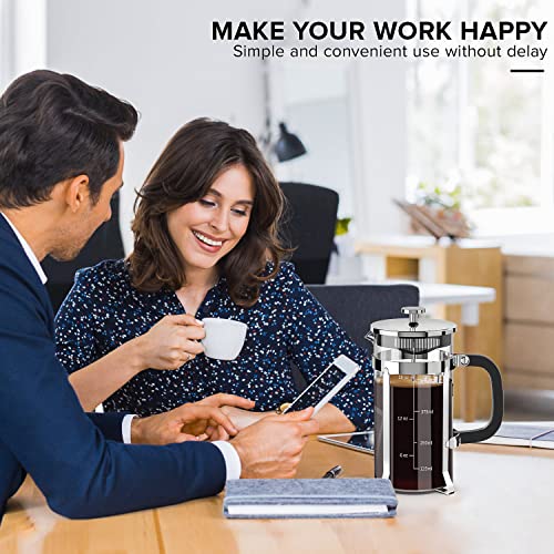 QUQIYSO French Press Coffee Maker 304 Stainless Steel with 4 Filter D497