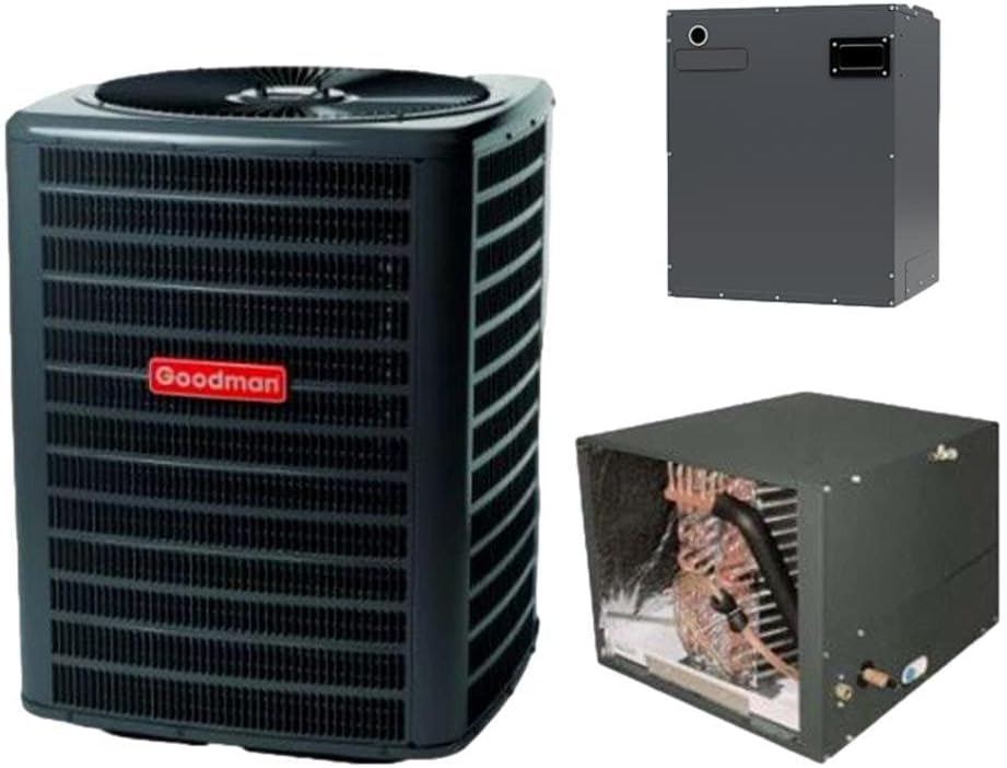 Goodman 2 TON 14.5 SEER2 Horizontal AC Only system with blower and coil (GSXN402410, CHPTA2426C4, MBVC1601AA-1)