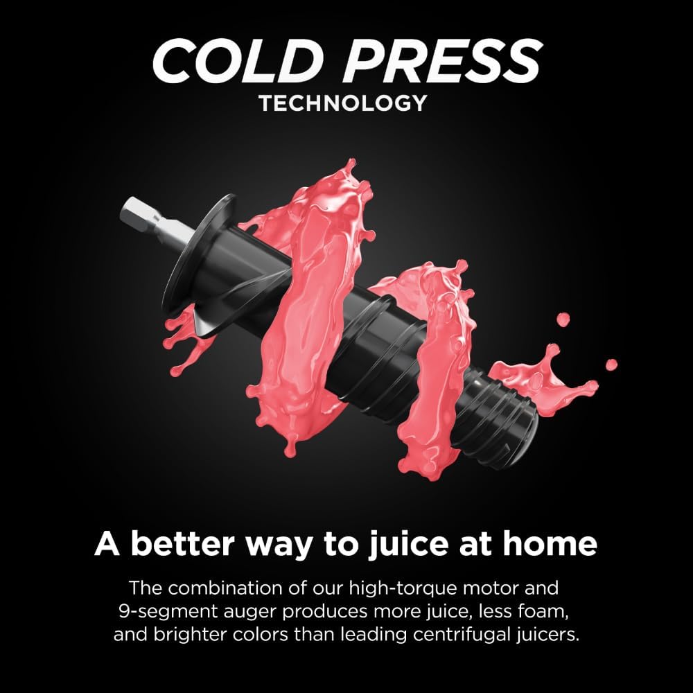 Ninja JC151 NeverClog Cold Press Juicer, Total Pulp Control, Dishwasher Safe X162