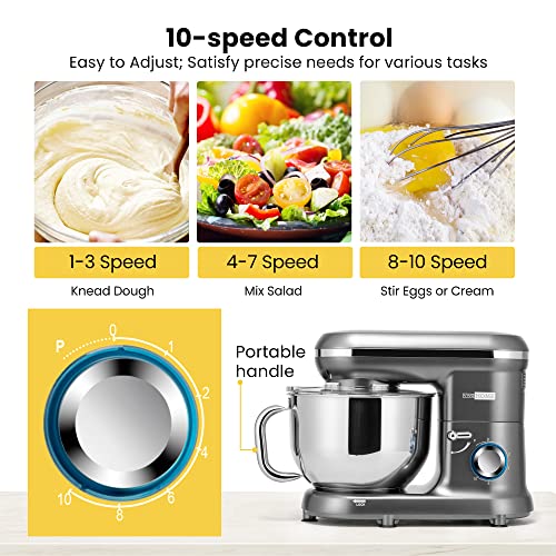 VIVOHOME 650W 6-Speed Tilt-Head Stand Mixer V48834