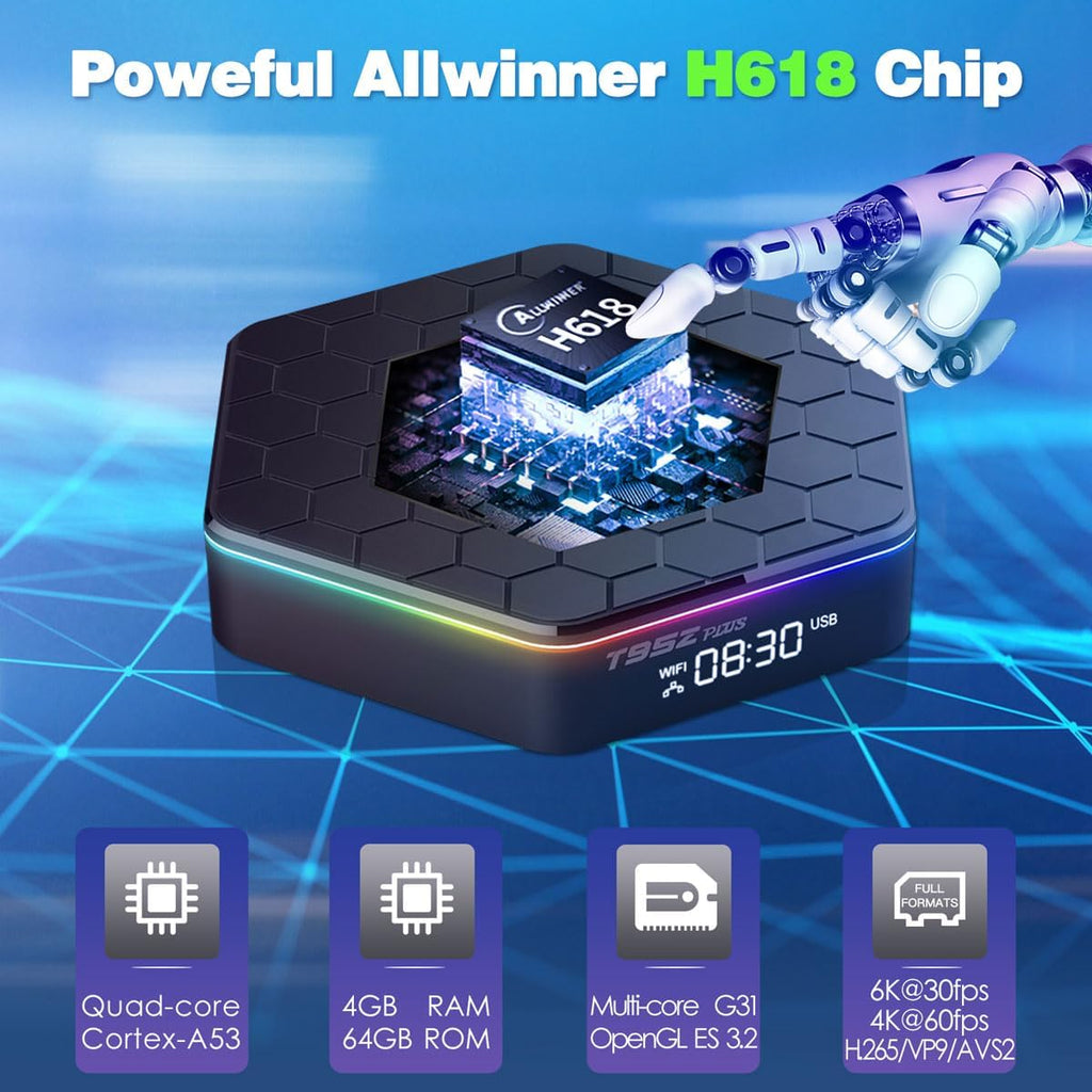 T95Z Plus Android TV Box 4GB RAM 64GB ROM Wi-Fi 6 B3020