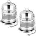 2PCS Tea Infuser Strainer - Stainless Steel Tea Strainers for Loose Tea, Loose Leaf Tea Steeper, Fine Mesh Tea Ball holder with Chain Hook and Lid, Reusable Tea Filter Bags Diffusers