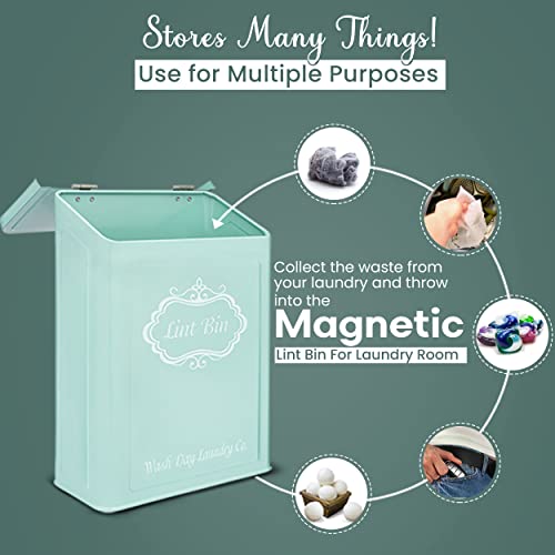 Magnetic Lint Bin for Laundry Room with Lint Brush A3714