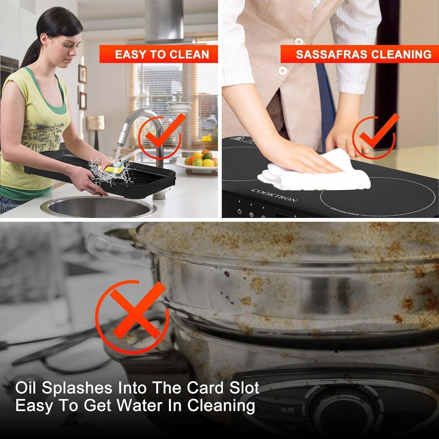 Induction Cooktop 2 Burner Portable with Removable Cast Iron Griddle S528177