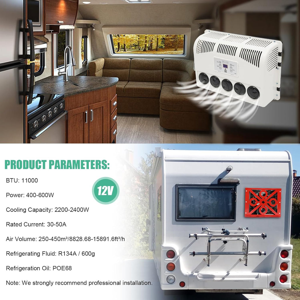 11000BTU 12V Mini Split Air Conditioner for Trucks RVs and Construction Vehicles P474326