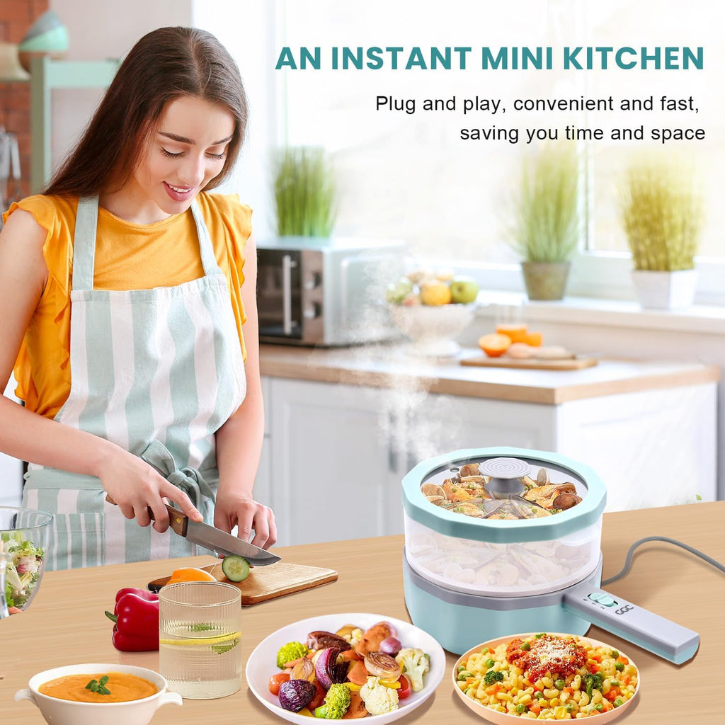 GGC Electric Hot Pot with Steamer, 1.5L Non-stick Cooker O529961