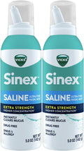 VICKS Sinex Saline Extra Strength Nasal Spray, 3X Concentrated* Drug Free Ultra Fine Mist, Instantly Clears Mucus, Ultra Concentrated to Clear Congestion Fast, Safe For Daily Use, 5 OZ x 2