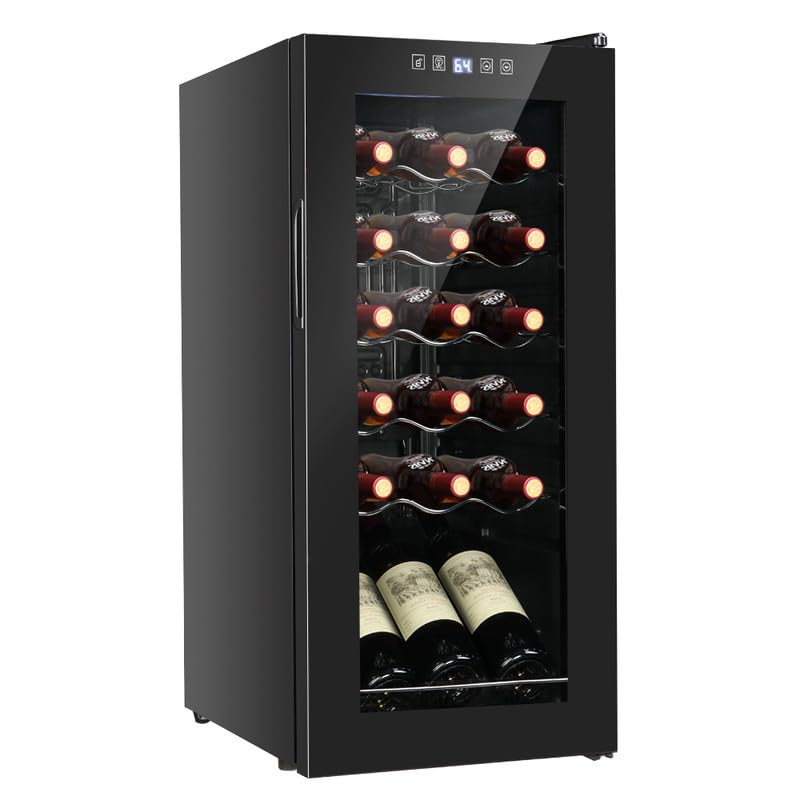 LEADZM 18/28 Bottle Freestanding Wine Fridge, Compressor Wine Cooler Refrigerator, Mini Wine Cellar