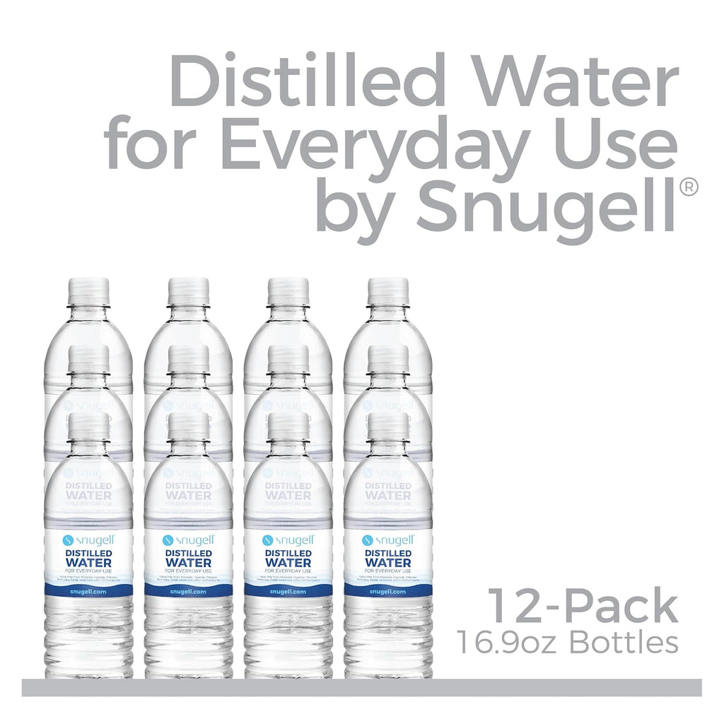 Snugell Distilled Water 16.9 oz Bottles 12-Pack, BPA Free, Made in USA E13910