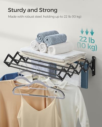 SONGMICS Wall-Mounted Clothes Drying Rack, Accordion Laundry Rack, Steel I16602