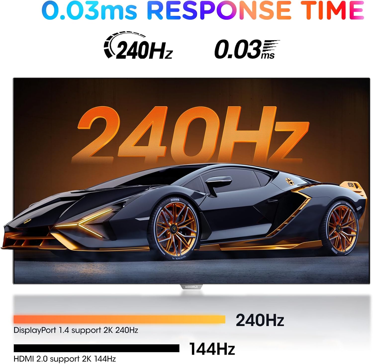 KOORUI 27 inch OLED Gaming Monitor, 1440P 240Hz, 0.03ms, USB-C Q667202