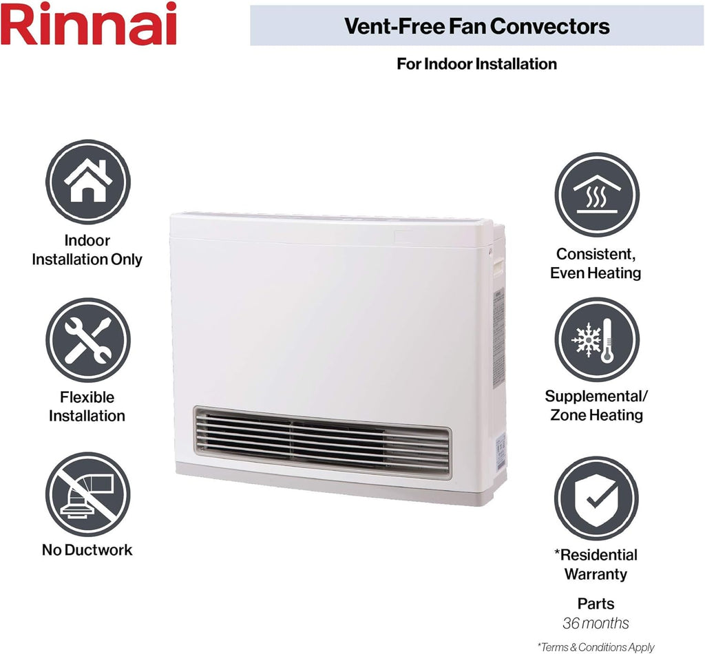 Rinnai FC824N Ventless Natural Gas Heater with Programmable Thermostat J33592