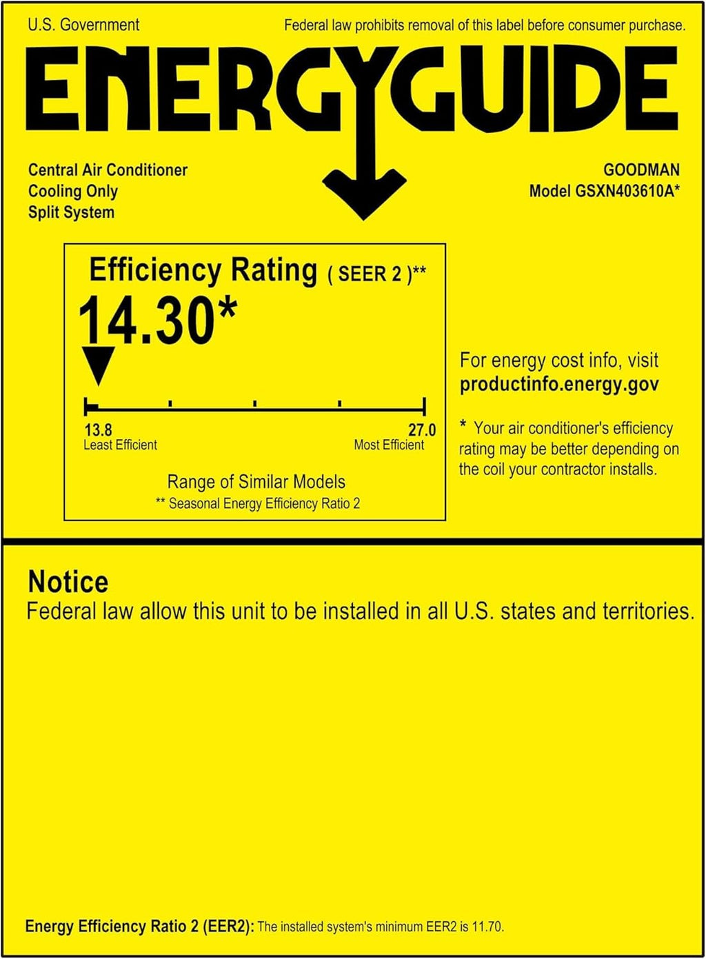 Goodman 3 Ton 14.3 SEER2 AC Unit with 96% AFUE Gas Heater and Upflow Evaporator X23461