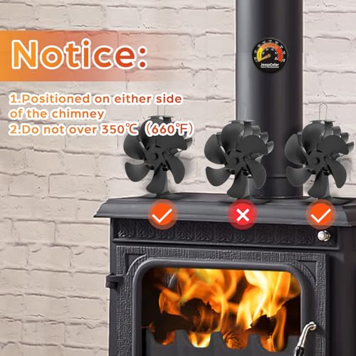 JossaColar Wood Stove Fan for Buddy Heater, Heat Powered Fireplace Fan B53667