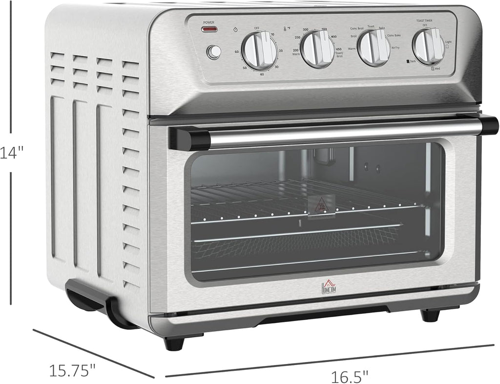 HOMCOM Air Fryer Toaster Oven 21QT 7-in-1 Convection Countertop, Stainless Steel N244857