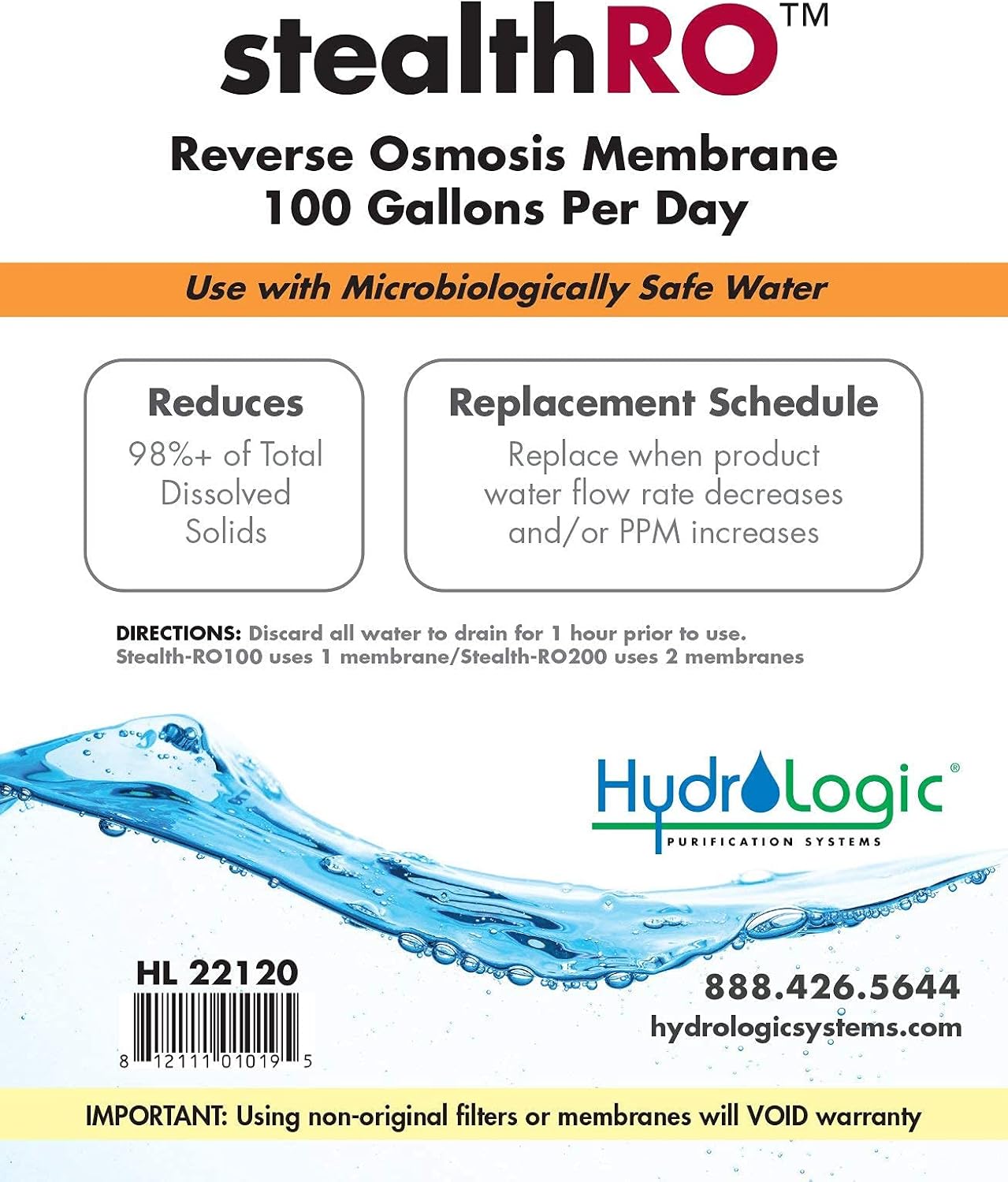 Hydro-Logic Stealth-RO100 Reverse Osmosis Membrane 100 GPD W2575