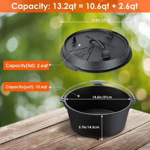 Cast Iron Dutch Oven with Lid Lifter Handle and Dual Function Lid Griddle A392