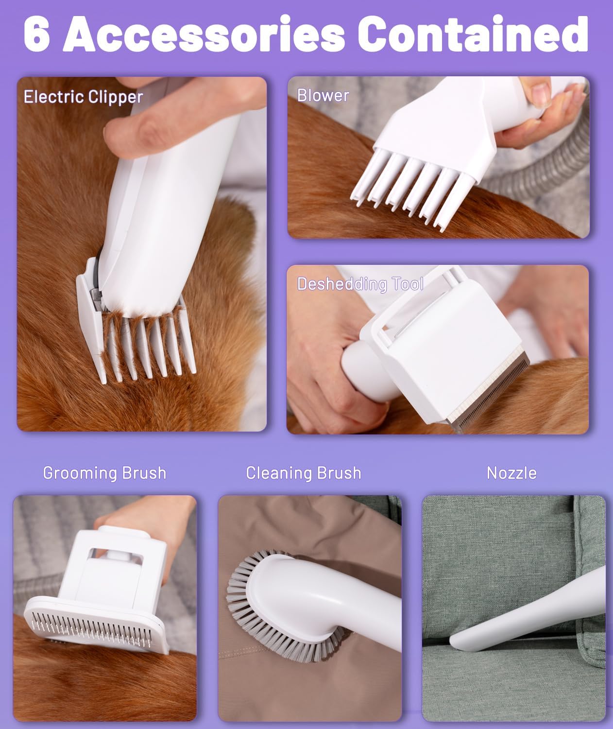 Pet Grooming Kit with Hair Vacuum, Blower & Clippers for Dogs Cats D5478