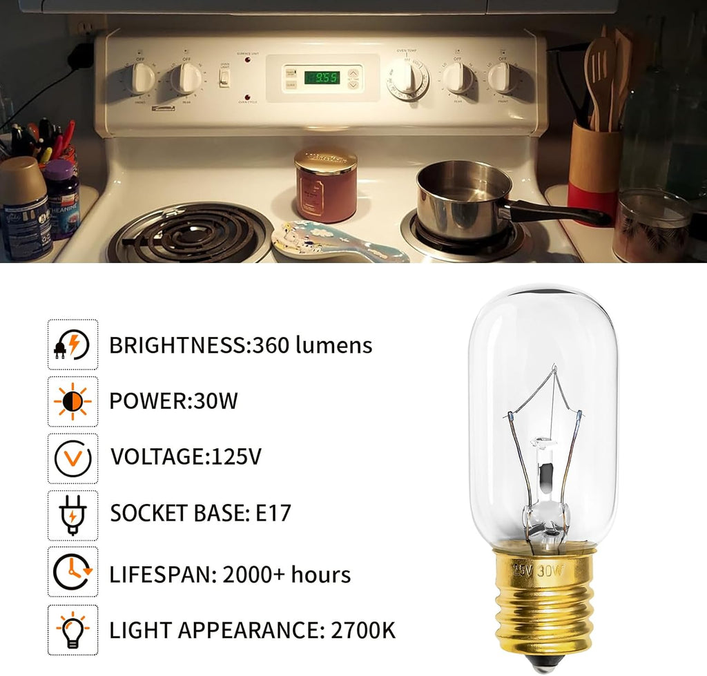 Belleone Light Bulb for LG Microwave Oven, Dimmable 125V 30W E17 Base I858095