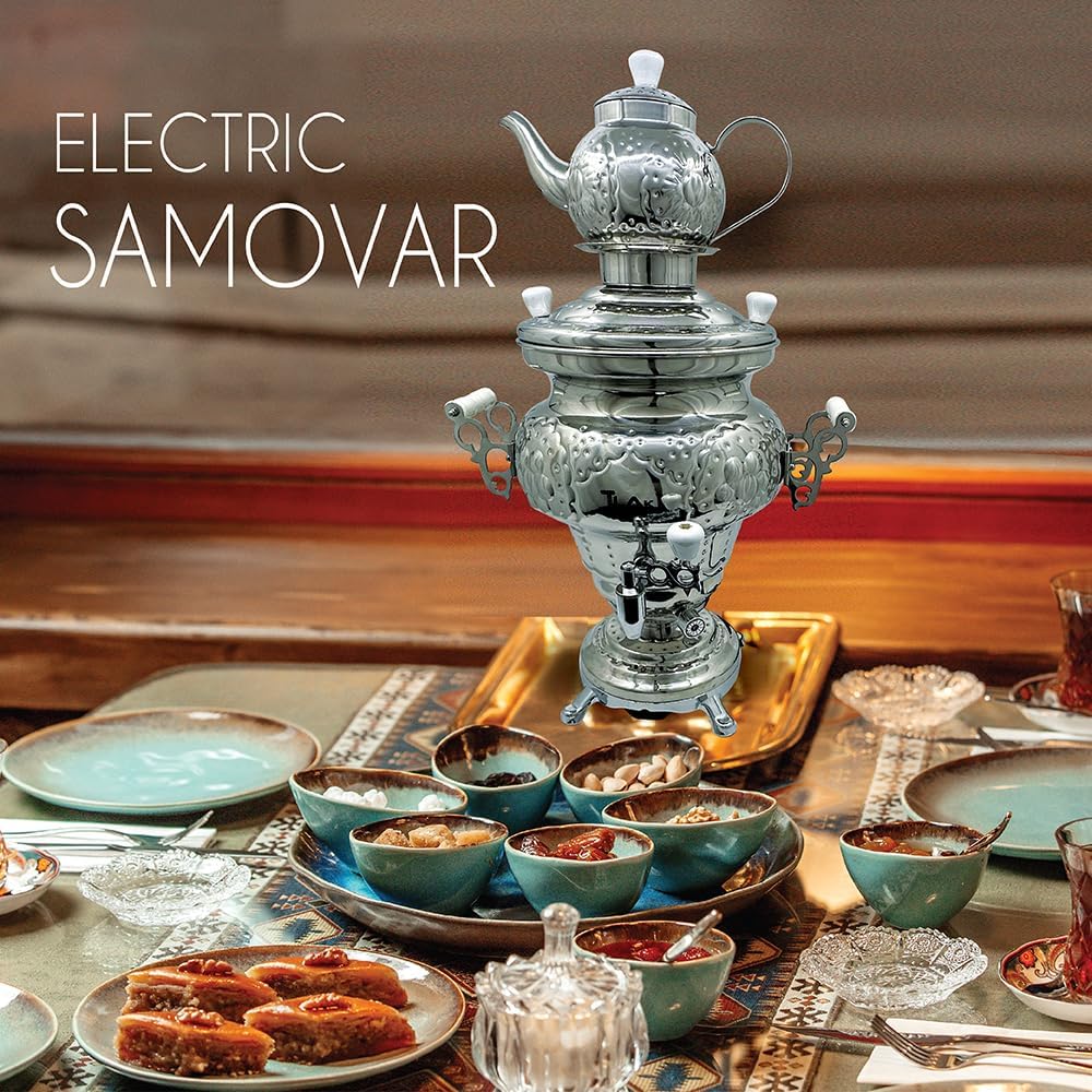 Electric Stainless Steel Samovar Tea Kettle with LED Temperature Display, 1 Liter L282