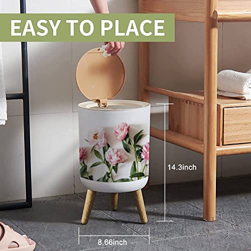 LGCZNWDFHTZ Small Trash Can with Lid for Bathroom Kitchen Office Diaper Pink Peonies P4967