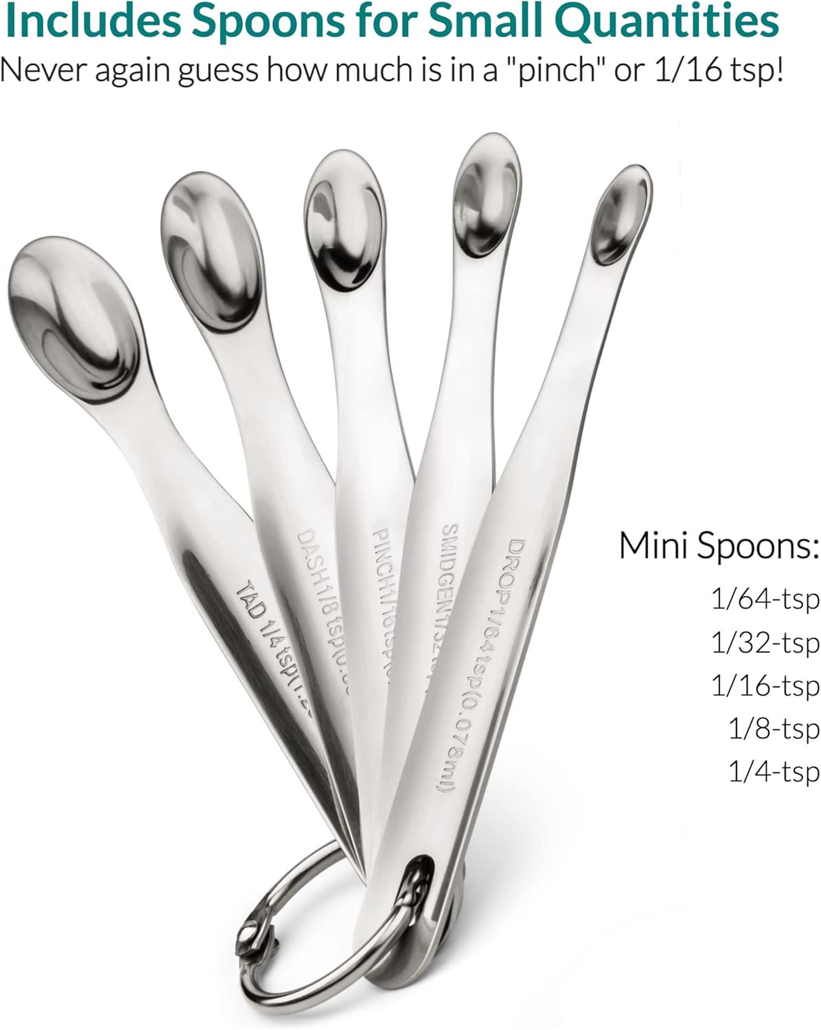 Stainless Steel Measuring Cups and Spoons Set 18-Piece, Dishwasher Safe S8073