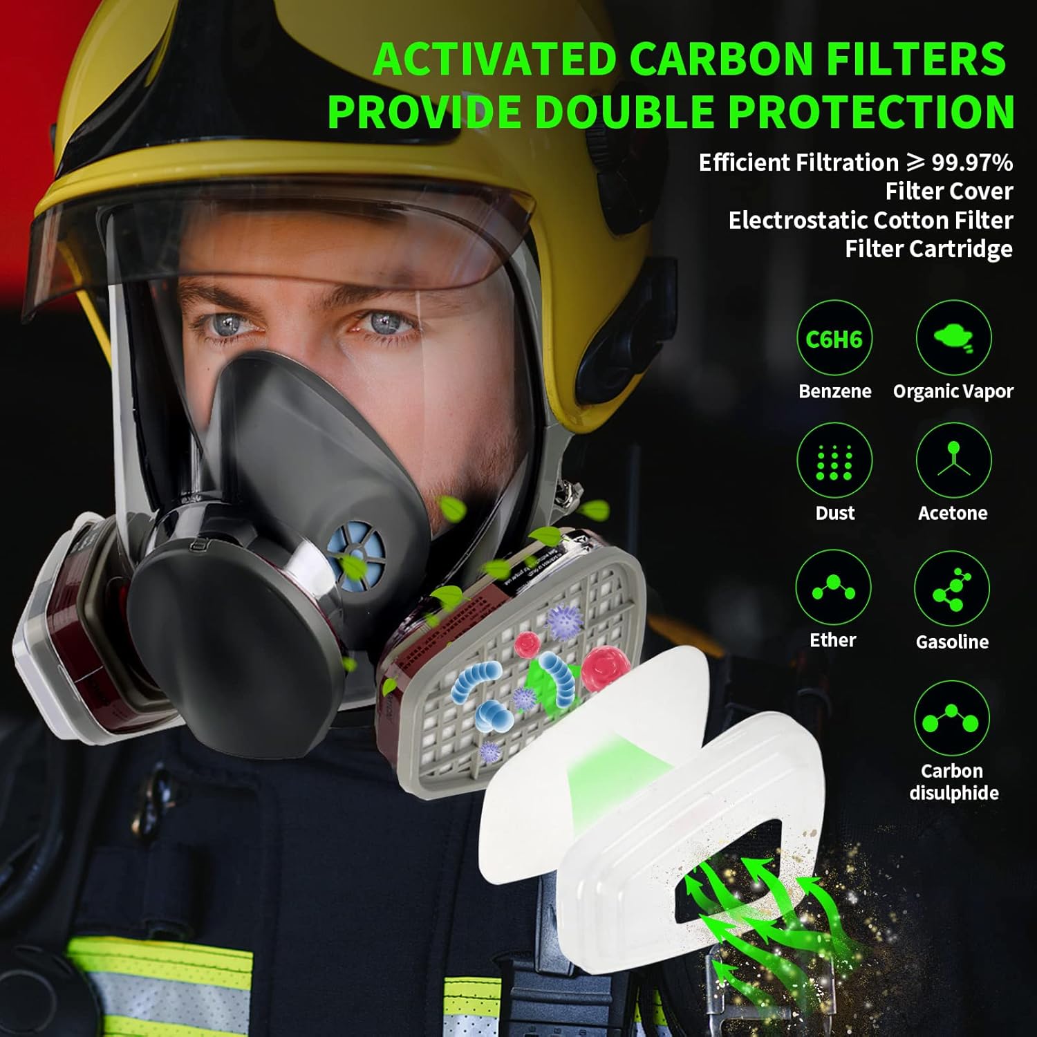 Full Face Respirator Mask with Filters, Reusable for Paint, Dust and Chemicals G666282