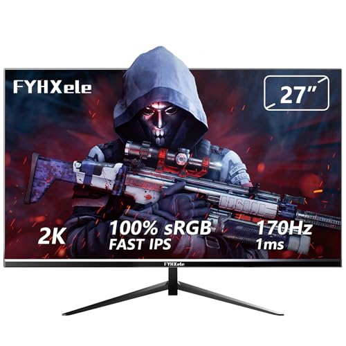FYHXele Gaming Monitor, Computer Monitor, 1ms, Premium Display, Eye Care, DisplayPort, HDMI, VESA Mount
