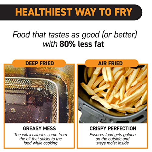 Gourmia FRY FORCE 360 Air Fryer Oven, 12 Presets, XL Basket, 1500W, Black Stainless Steel J899