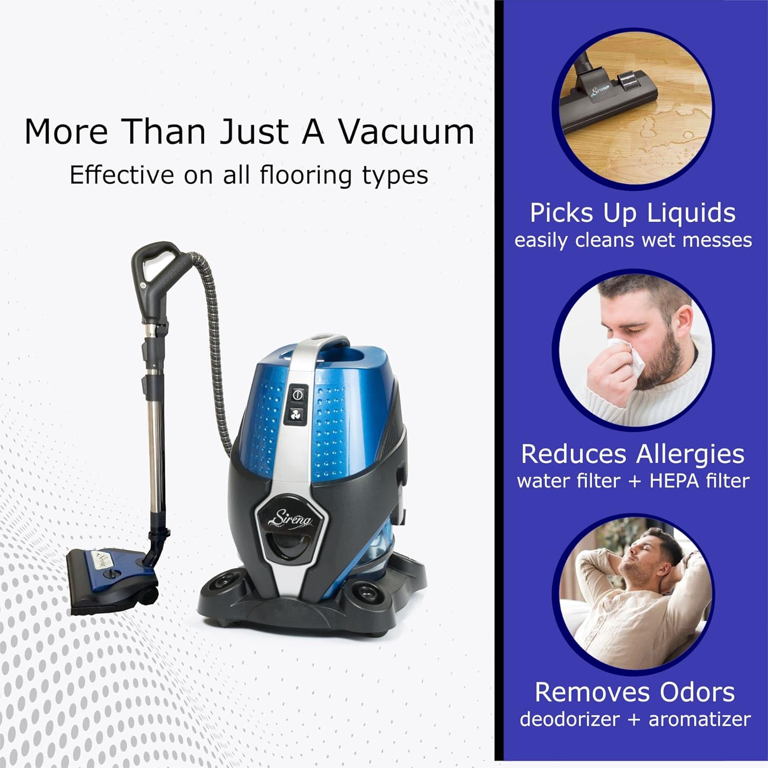 Sirena Bagless Vacuum Cleaner Premium Pack with Water Filtration, HEPA Filter and Turbo Brush L39909
