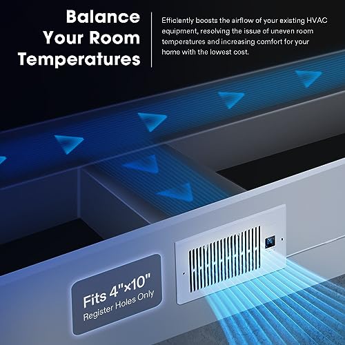 VIVOSUN Quiet Register Booster Fan 4" x 10" with Thermostat Control S287283
