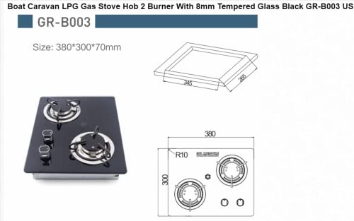 2 Burner RV Cooktop Propane Stove, Tempered Glass Stainless Steel Gas Hob B70455