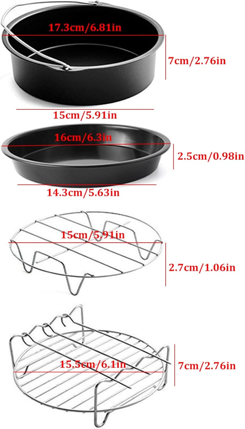 Air Fryer Accessory Kit, 10PCS Non-Stick Baking Tray, Pan & Barbecue Stand for 6-Inch Tower Air Fryer S10710