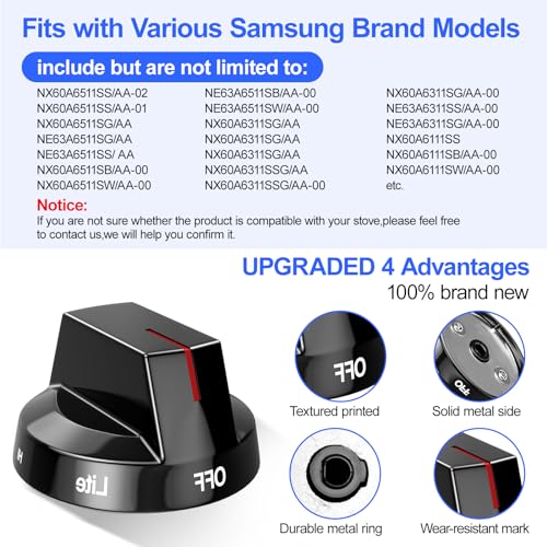 Samsung Stove Knobs Replacement DG94-04167A for Gas Range C8852
