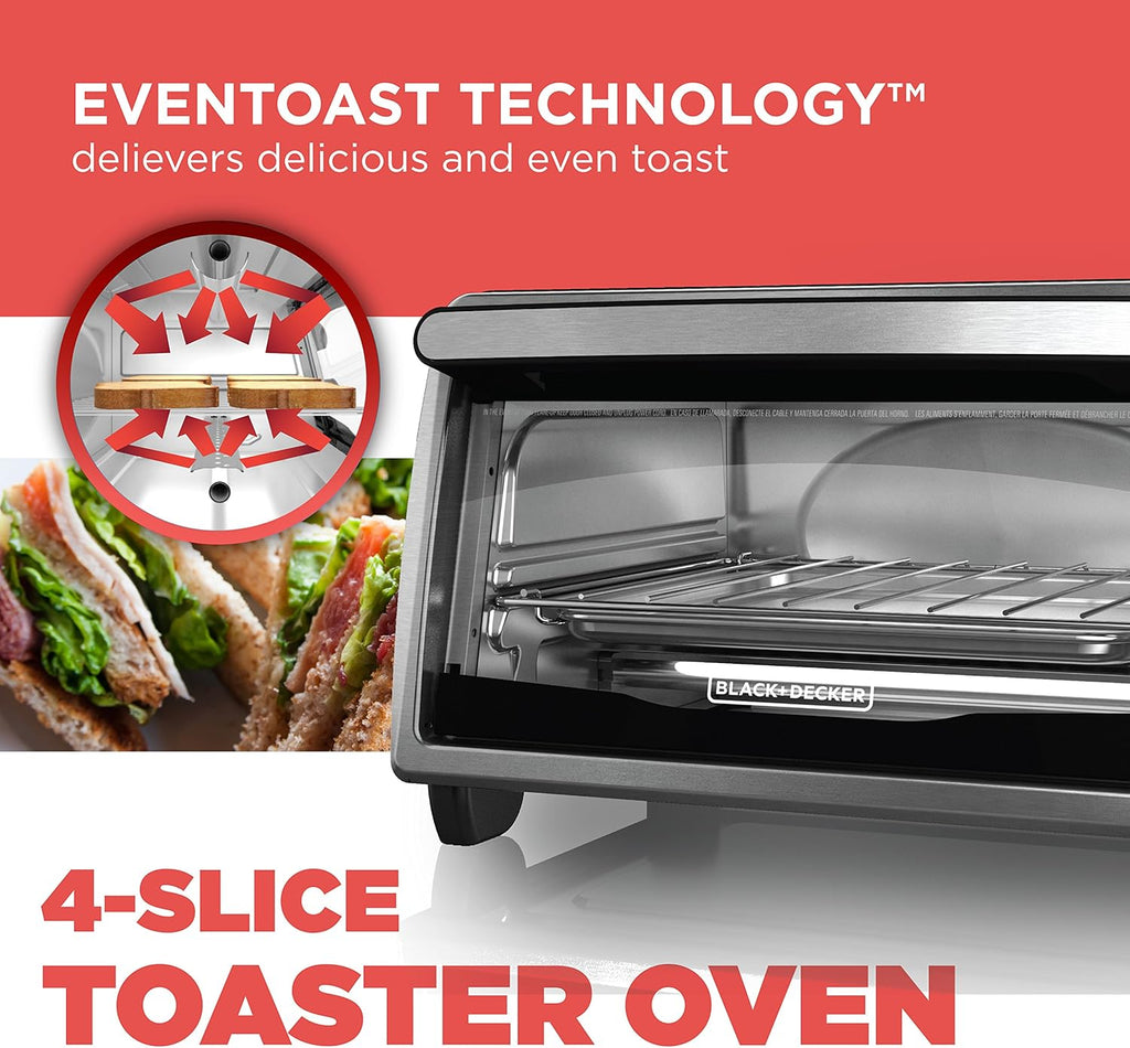 Black+Decker TO1303SB 4-Slice Toaster Oven, Stainless Steel R14674