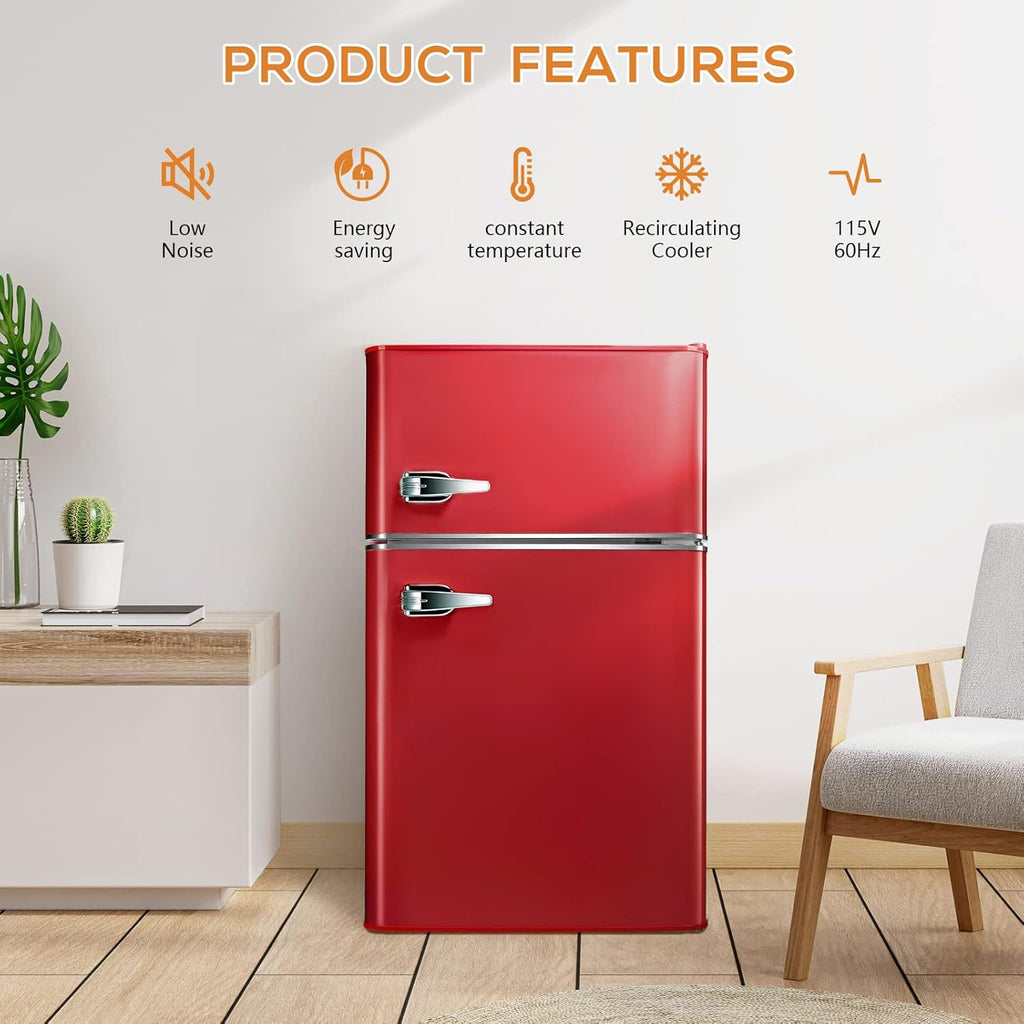 Antarctic Star Compact Mini Refrigerator with Separate Freezer, 3.1 cu ft Double Door B52222