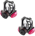 Gas Mask Respirator 2 Pack: Full Face Gas Masks Survival Nuclear and Chemical Reusable Respirator Mask with Filters 60921 & Activated Carbon 40mm Filter for Painting Mold Dust Epoxy Resin Welding