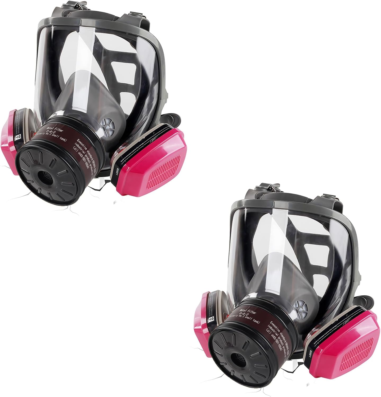 Gas Mask Respirator 2 Pack: Full Face Gas Masks Survival Nuclear and Chemical Reusable Respirator Mask with Filters 60921 & Activated Carbon 40mm Filter for Painting Mold Dust Epoxy Resin Welding