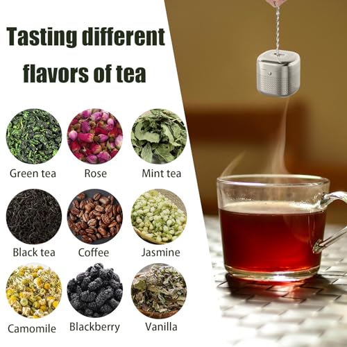 Roucerlin Square Tea Infuser Steeper, 304 Stainless Steel Fine Mesh Strainer with Chain Hook & Lid X89791